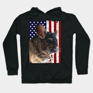 Cute and Cozy Chinchilla USA Flag Tee for Rodent Lovers Hoodie